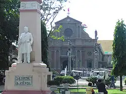 Jose Rizal monument in front of the cathedral