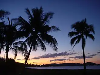 Dusk at Soroptimist Park, Rowes Bay; looking northwards to Cape Pallarenda Conservation Park.