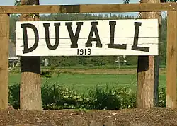 Duvall town welcome sign, pictured in 2004
