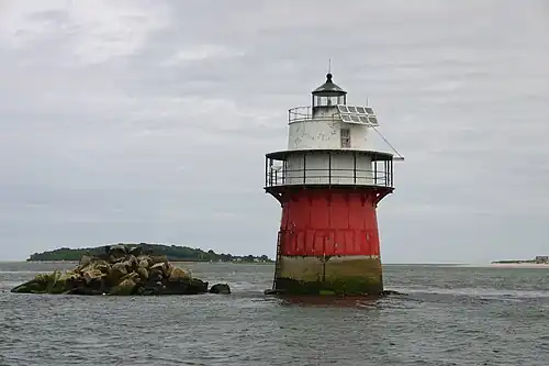 Duxbury Pier Light in Plymouth harbor