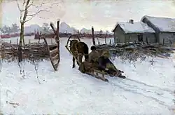 Titus Dvornikov&nbsp;[ru]: Farm with Sleigh (1900)
