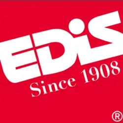 Red box with a diagonal "EDiS Since 1908" in a white font and registered trademark symbol in the lower right