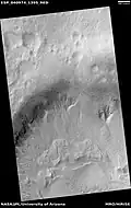 Wide view of gullies in Arkhangelsky Crater, as seen by HiRISE under HiWish program