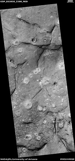 Wide view of field of mud volcanoes, as seen by HiRISE under HiWish program