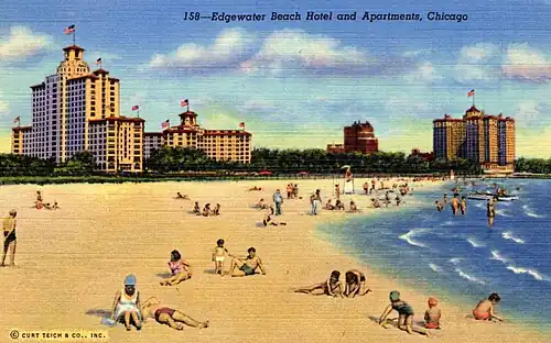 Edgewater Beach Hotel complex viewed from the southeast in 1941