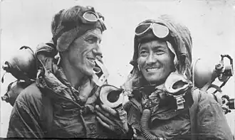 Image of Hillary and Norgay after ascending Mt Everest