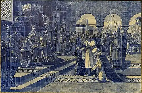 Egas Moniz and his Family Before King Alfonso VII of Leon, 1903, at the São Bento Train Station in Porto.