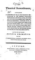 Scan of title page of Egerton's Theatrical Remembrancer, 1788