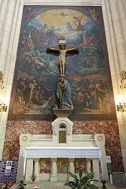 "Our Lady of the Crucifixion" combined sculpture and painting by Albert Chanot (1881–1963)