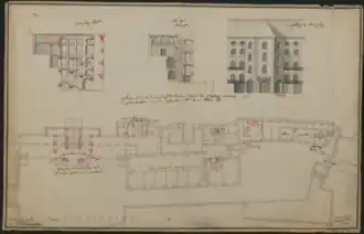Proposal to redesign the staircase tower in the main building from Johannes Seiz with commentary by Balthasar Neumann (1749)(Landeshauptarchiv Koblenz 702 141)