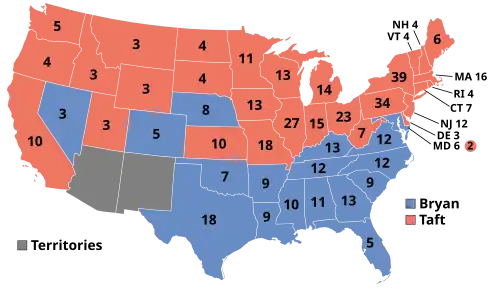 Electoral map, 1908 election