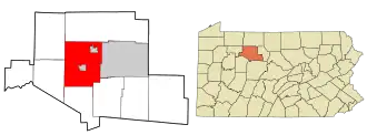 Location in Elk County and the state of Pennsylvania.