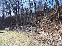 One of many stone retaining walls