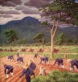 Tondenhei farmers working in the fields