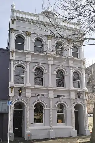The restored facade of the Empire Hotel in Dunedin, 2025