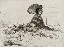 En plein soleil, etching by James Abbott McNeill Whistler, 1858