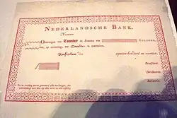 First Dutch banknote in 1814, called Roodborstje, with Fleishman's music font recycled for the decorative edging.