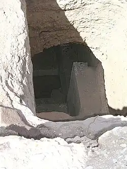Photograph of a stairwell leading into the pyramid substructure