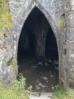 View of some internal features of remaining room at Morlais Castle