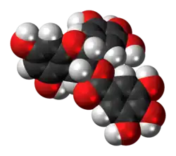 Space-filling model of the epigallocatechin gallate molecule