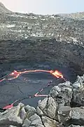 The lava lake in the caldera of Erta Ale
