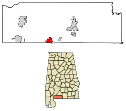 Location in Escambia County and Alabama