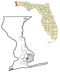 Location in Escambia County and the state of Florida
