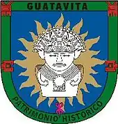 The seal of Guatavita bears a Muisca against a shining Sué