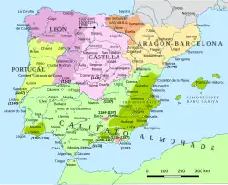 Political map of Iberia and part of North Africa