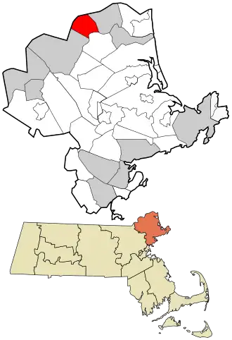 Location in Essex County and the state of Massachusetts.