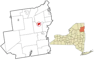 Location in Essex County and the state of New York.