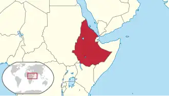 Map of Ethiopia before Eritrean independence on 24 May 1993