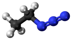 Ball-and-stick model of the ethyl azide molecule