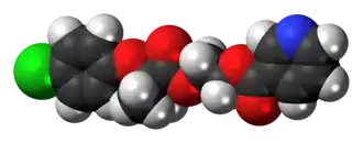 Space-filling model of the etofibrate molecule