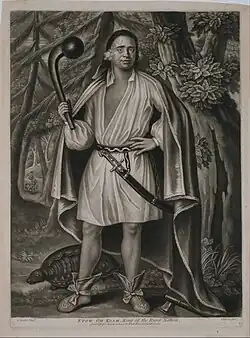 Etow Oh Koam, King of the River Nation, plate from the Four Mohawk Kings set, after John Verelst; National Portrait Gallery, London