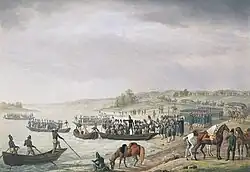Lithograph depicting Prince Eugene of Beauharnis crossing the river Neman 1812