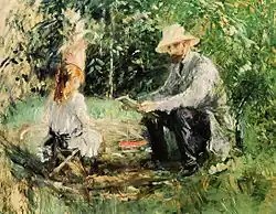 Berthe Morisot, Eugène Manet and His Daughter in the Garden, 1883