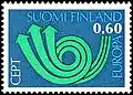 1973: Stylised post horn. Design of 3 Arrows represent posts, telegraphs & telephones. Designer was Leif Frimann Anisdahl of Norway.