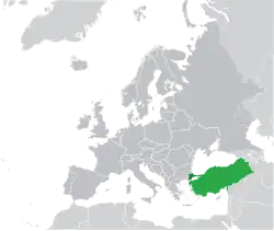 Map showing Turkey in Europe