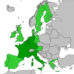 Map of the 15 ECSC members in 2002