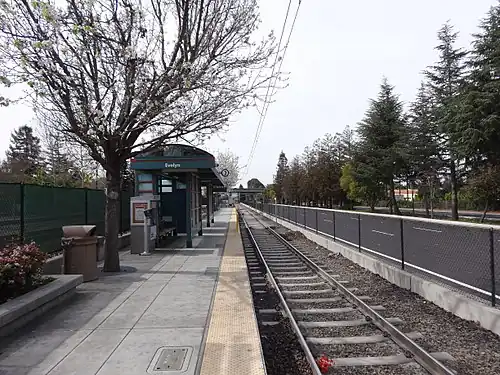 The platform at Evelyn station, 2015