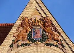 Version of coat of arms with the lions on its sides at the Faculty of Electrical Engineering of the West Pomeranian University of Technology, Szczecin.