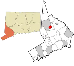 Bethel (CDP)'s location within Fairfield County and Connecticut