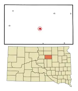 Location in Faulk County and the state of South Dakota
