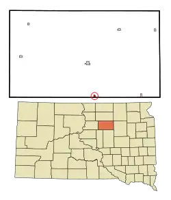 Location in Faulk County and the state of South Dakota