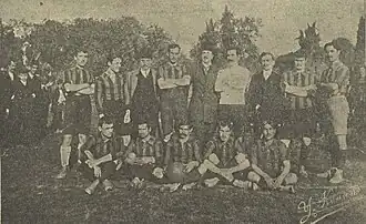The first men's football team, in the 1907-08 season