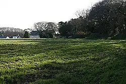 Field at Playing Place, the site of the plain-an-gwarry that gave the village of Playing Place its name.