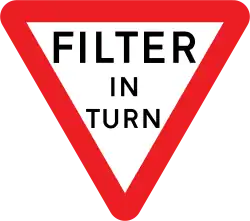 A filter in turn in the Channel Islands, which indicates that traffic from different approaches has alternating priority at the junction.