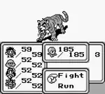 A black-and-white screenshot of 2D gameplay, with stylized enemy characters visible in the top half and the user interface in the bottom half.
