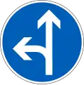 Direction to be followed (turn left or continue straight ahead) (formerly used )